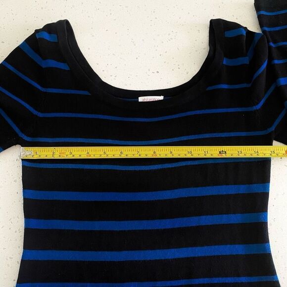 Xhilaration Medium Sweater Dress Black Blue Stripe 3/4 Sleeve Fall Winter - Picture 6 of 8